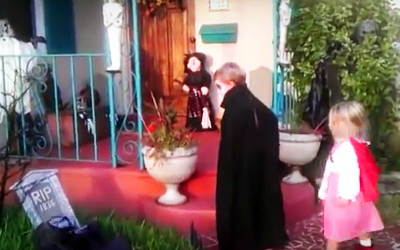 Boy Throws a Fit From Scary Halloween Decoration. Now Watch His Tough Lil’ Sis Handle It.