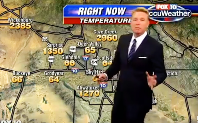 During His Weather Report The Map Gets Completely Messed Up.