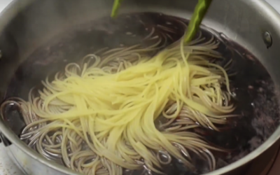 He Pours A Whole Bottle Of Wine Into This Pot And Then Adds Spaghetti. When He’s Done YUM!