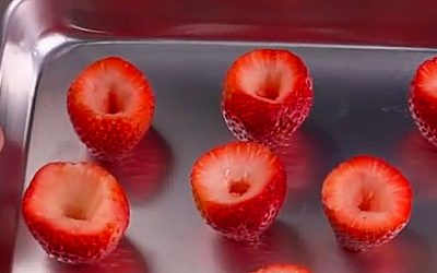 He Trims The Top Off These Strawberries Then Hollows Them. But When He Reveals The End Result YUM!