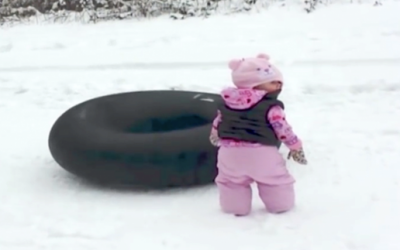 Baby Plays In Her First Snow! But Keep Your Eye On The Right Side Of The Screen For THIS Unexpected Surprise!