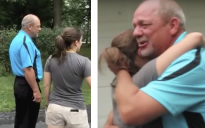 On Father’s Day He Hugs His Stepdaughter. But He Looks Over Her Shoulder and Sees The UNTHINKABLE!